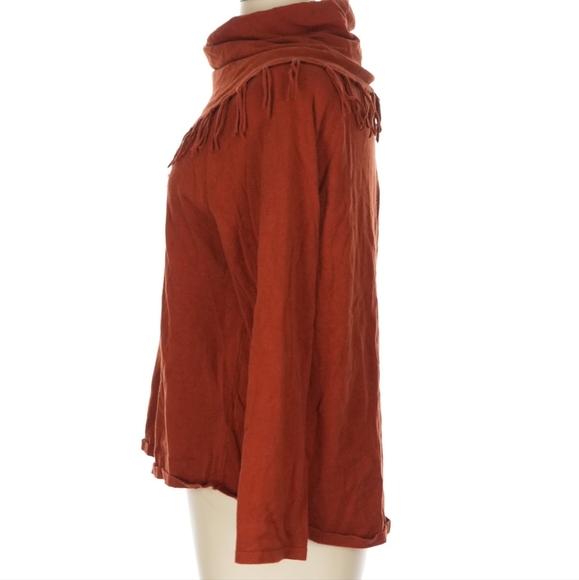 Style & Co Women's Rust Cowl Neck Sweater with Fringe - Size Large - Picture 4 of 5
